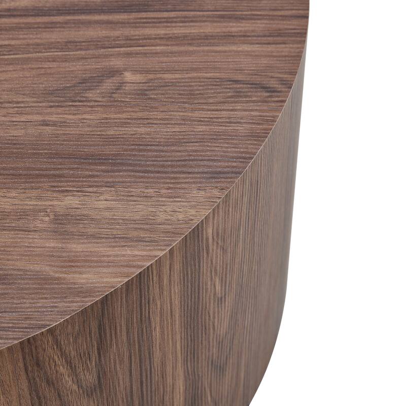 Roomfitters Cylindrical MDF Coffee Table with Deep Walnut Finish, 27.5"x12" Modern Minimalist Accent Table