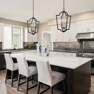 Modern Brass Gold Pendant Lights 4 Lights Islands Lights Mini Chandeliers for Dining Room - D 14.5'' x H 81''