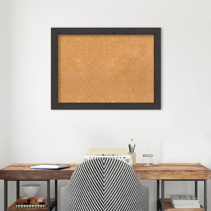 Rustic Plank Narrow Framed Natural Corkboard Bulletin Board
