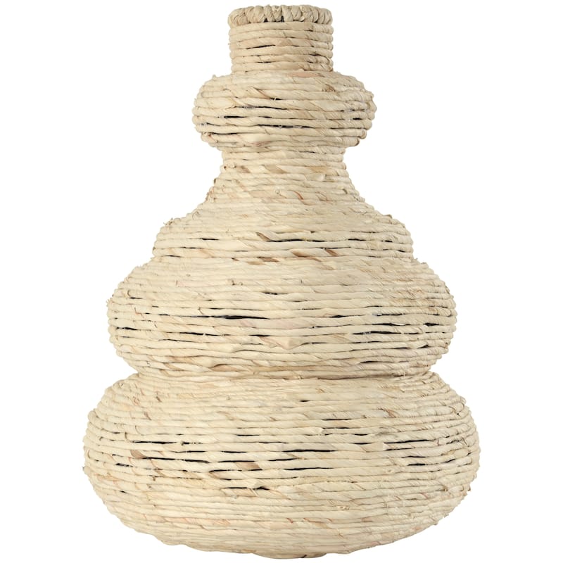Black or Beige Metal Seagrass Handmade Wrapped Decorative Vase with Abstract Bubble Shape