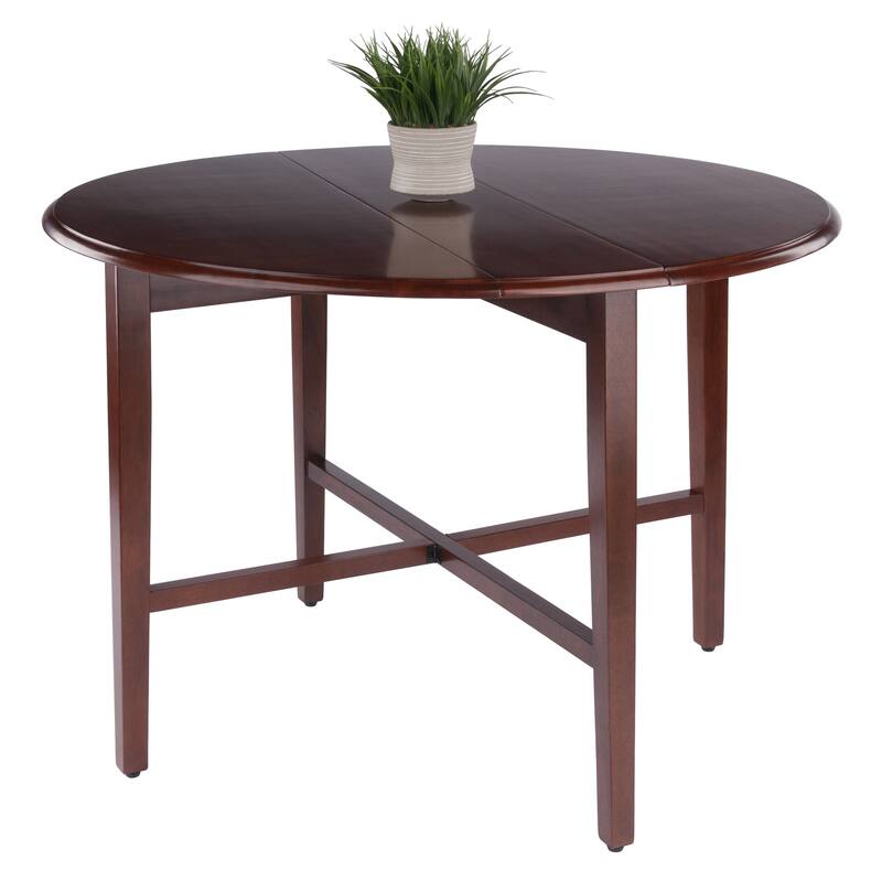 Double Drop Leaf Round Dining Table - 42" - Walnut Brown