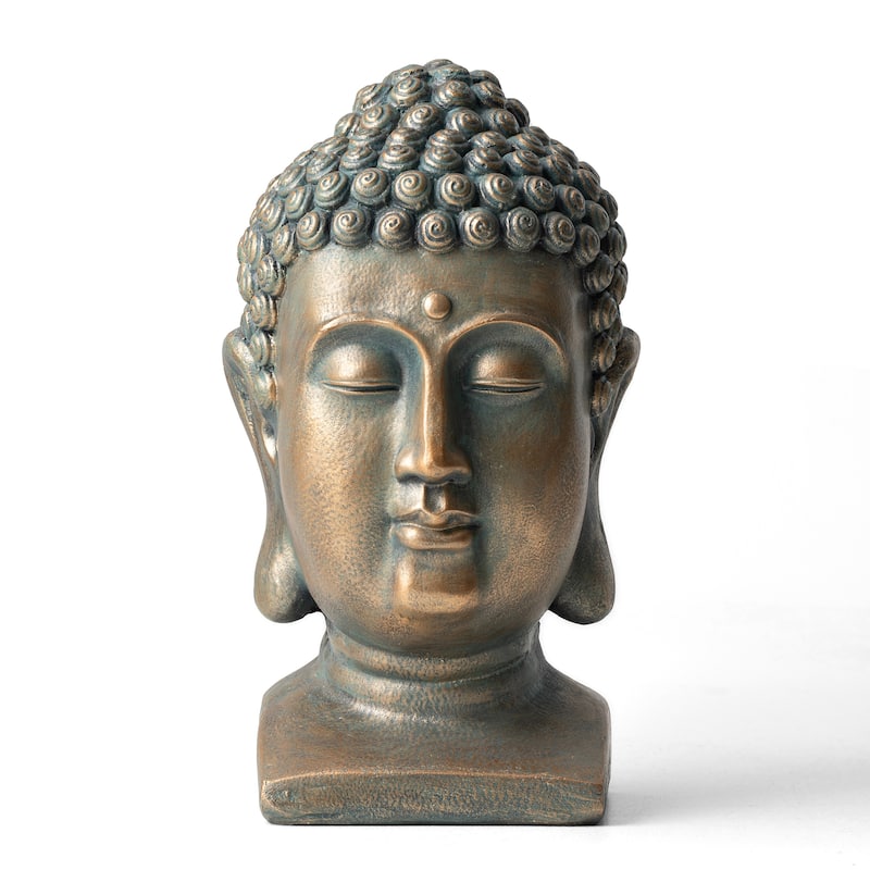 Glitzhome MGO Faux Bronze Buddha Garden Statue Monk Sculpture Indoor Outdoor Decor Gifts