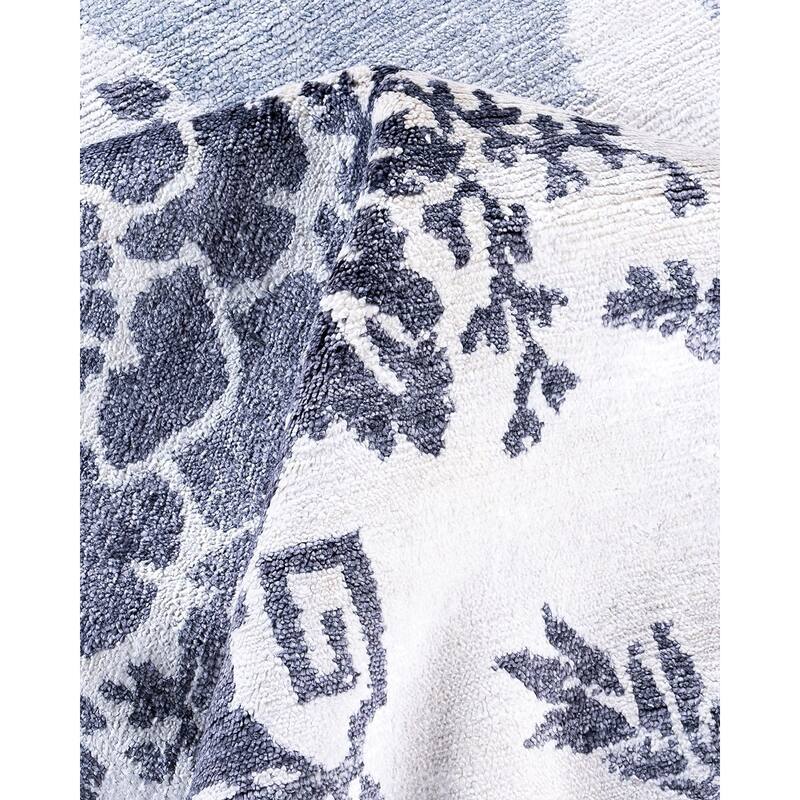 Modern One-of-a-Kind Hand-Knotted Area Rug, Blue - 9' 3" x 12' 4"