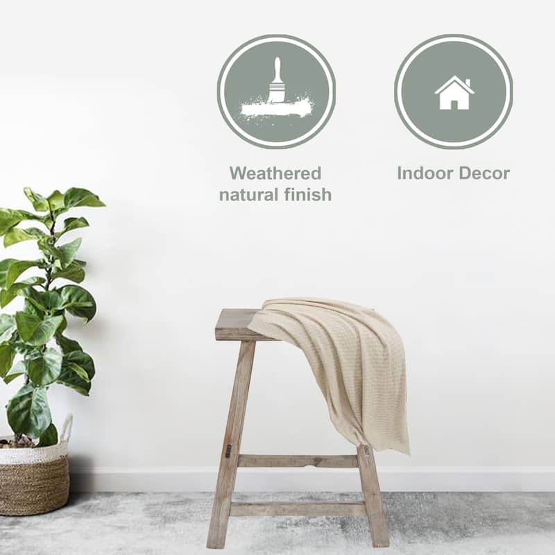 Artissance Rectangular Rustic Vintage Stool, Weathered Natural Wood Finish (Size & Finish Vary) - Approx size 12-20 in wide