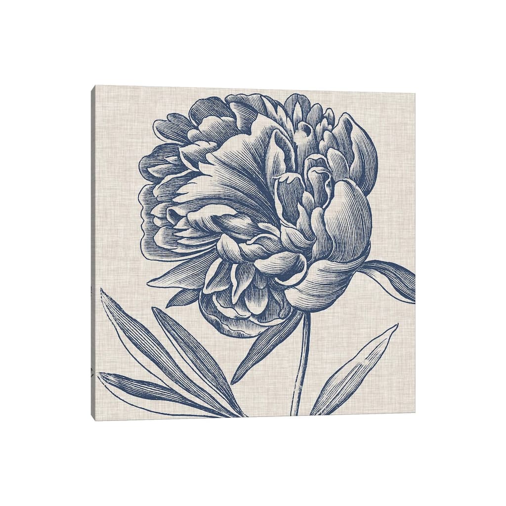 iCanvas "Indigo Floral on Linen II" by Vision Studio Canvas Print
