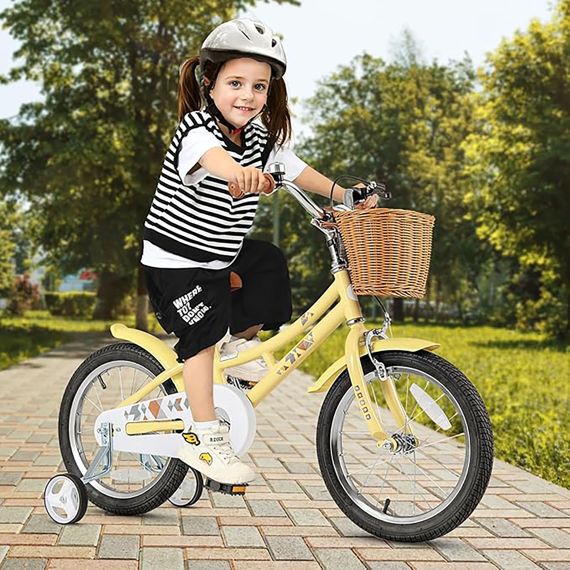 16 Kid s Bike w Training Wheels Adjustable Handlebar Seat Handbrake On Sale Bed Bath Beyond 39883526
