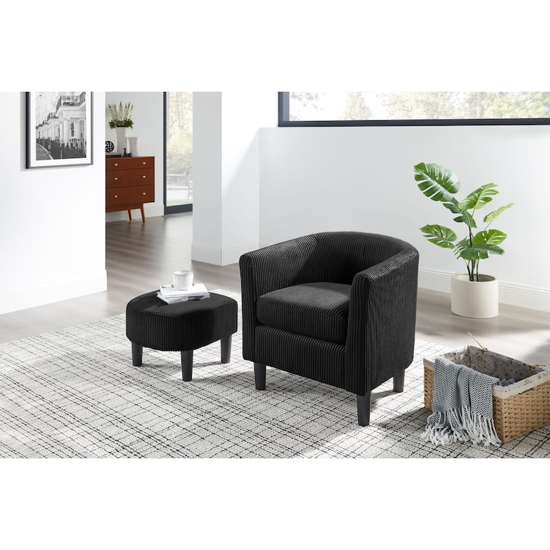 26.38" Corduroy Arm Chair with Ottoman