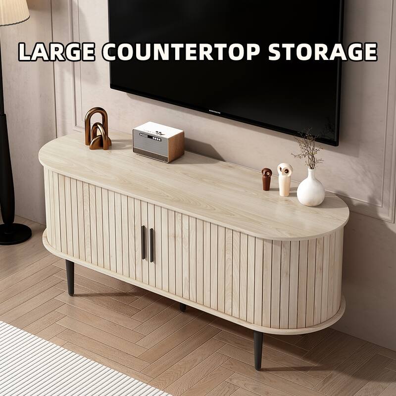 TV Stand, 47" Modern TV Console Table with Storage Compartment and Sliding Door, Gaming Entertainment Center with Cabinet