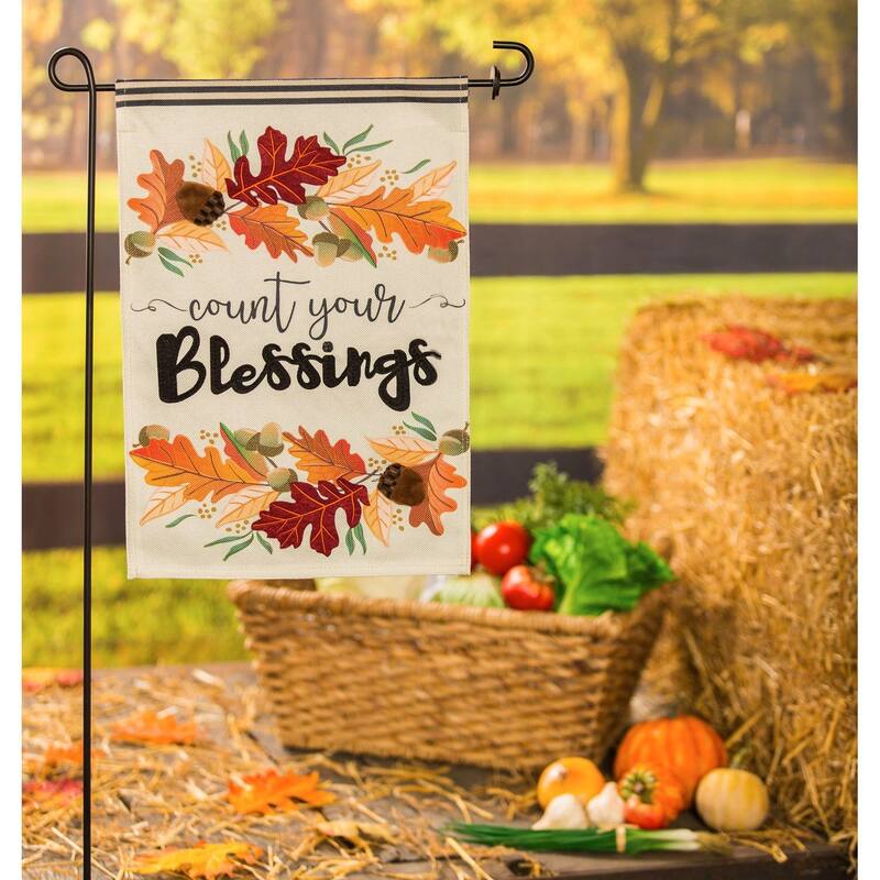 12.5 in. x 18 in. Count Your Blessings Garden Burlap Flag