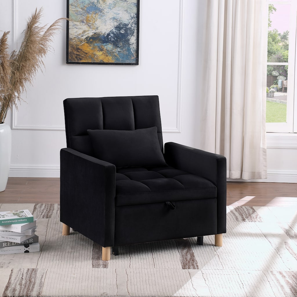 Modern Convertible Sleeper Sofa Chair Bed with Pillow