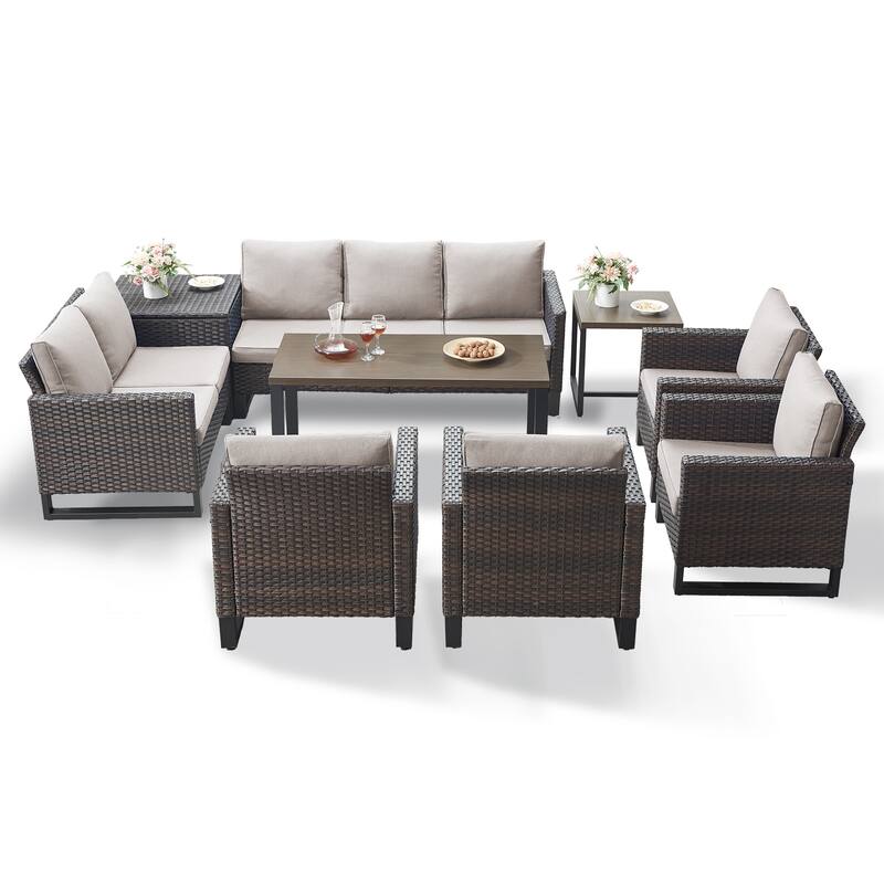 Gymojoy All-Weather Wicker Outdoor Patio Conversation Set Seating Group With Lounge Chairs