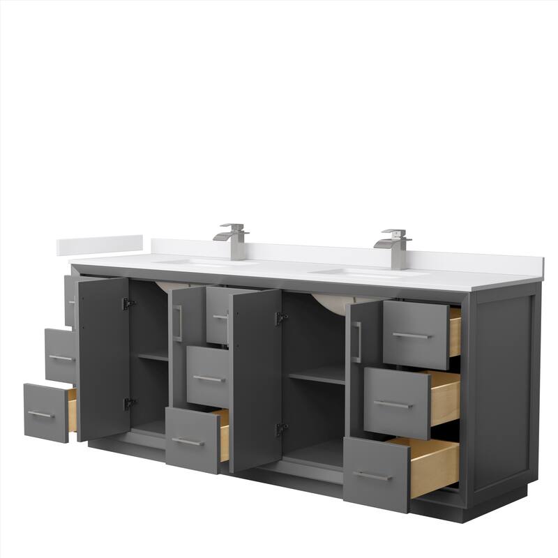 Strada 84-Inch Double Vanity Set, Cultured Marble Top