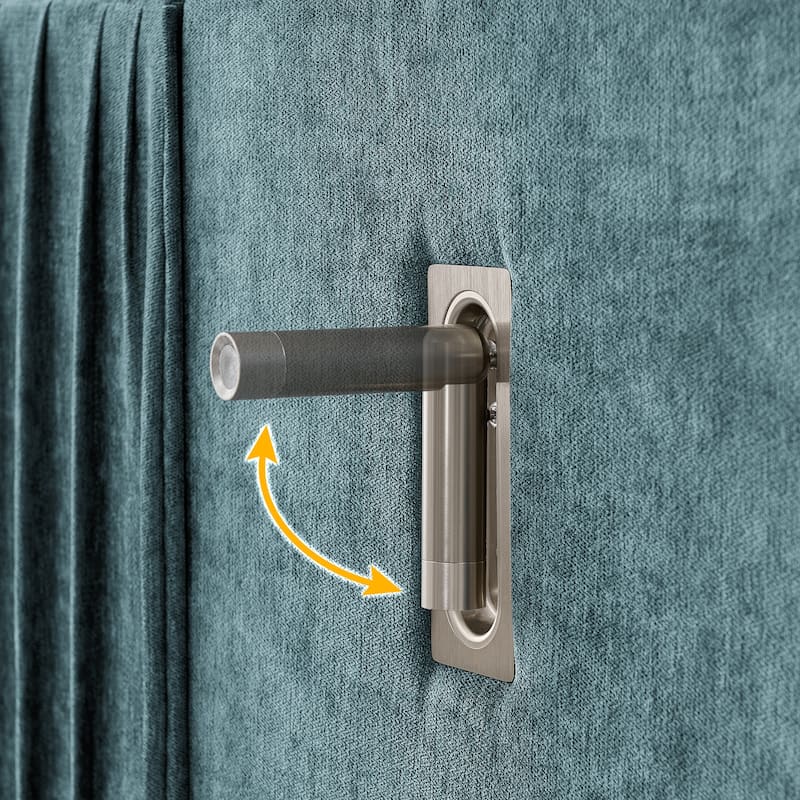 King Size Upholstered Bed Frame with Chenille fabric with pleated design,Grounded King Size Platform Bed