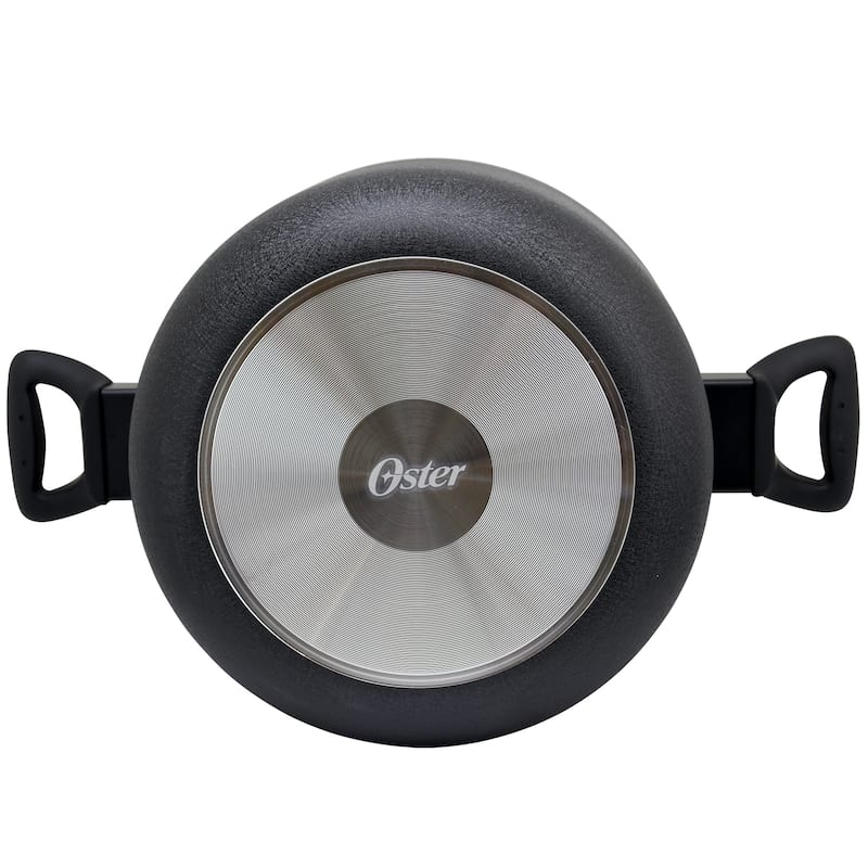 Oster Ashford 6 Quart Aluminum Dutch Oven with Tempered Glass Lid in Black