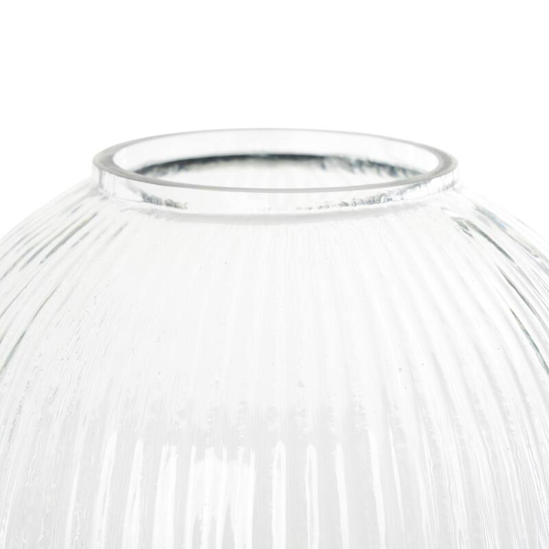 Clear Glass Ribbed Decorative Vase