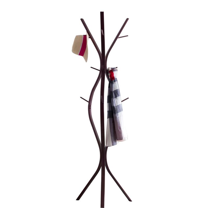 Metal 12 Hook Standing Coat & Hat Rack, Bronze
