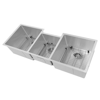 ZLINE 45" Breckenridge Undermount Triple Bowl Scratch Resistant Stainless Steel Kitchen Sink with Bottom Grid (SLT-45S)