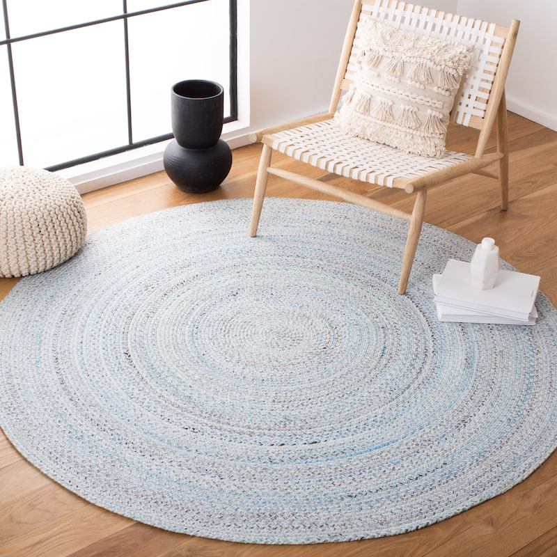 SAFAVIEH Braided Bjarnrin Flatweave Rug - 6' Round - Blue/Grey