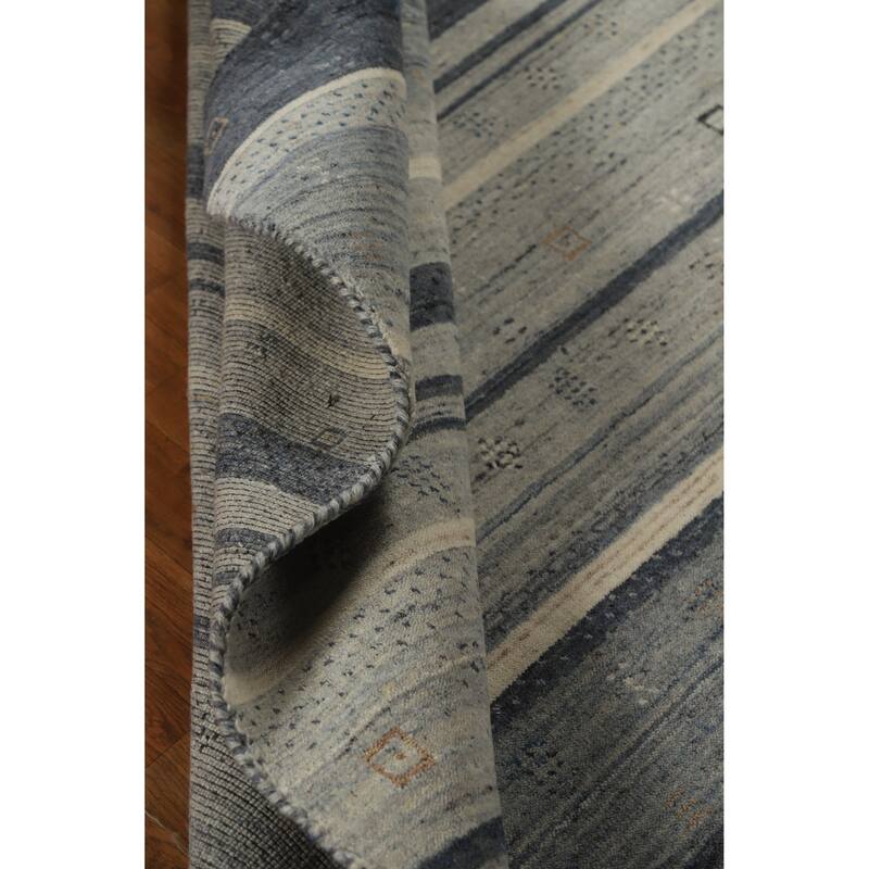 Gabbeh Indian Area Rug Handmade Bedroom Grey Wool Carpet - 5'3" x 7'6"