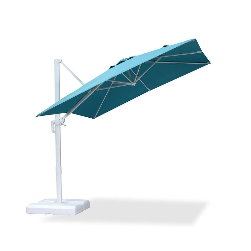 PURPLE LEAF 8 ft White Cantilever Patio Umbrella with 360 Degree Rotation With Base