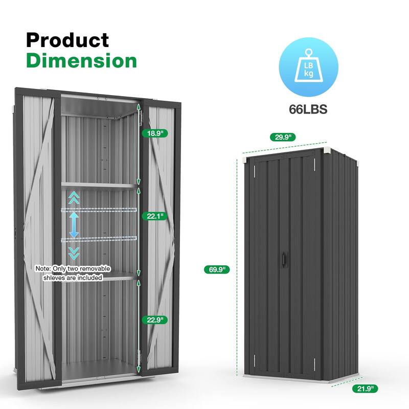 AECOJOY Storage Cabinet Waterproof with Adjustable Shelves - N/A