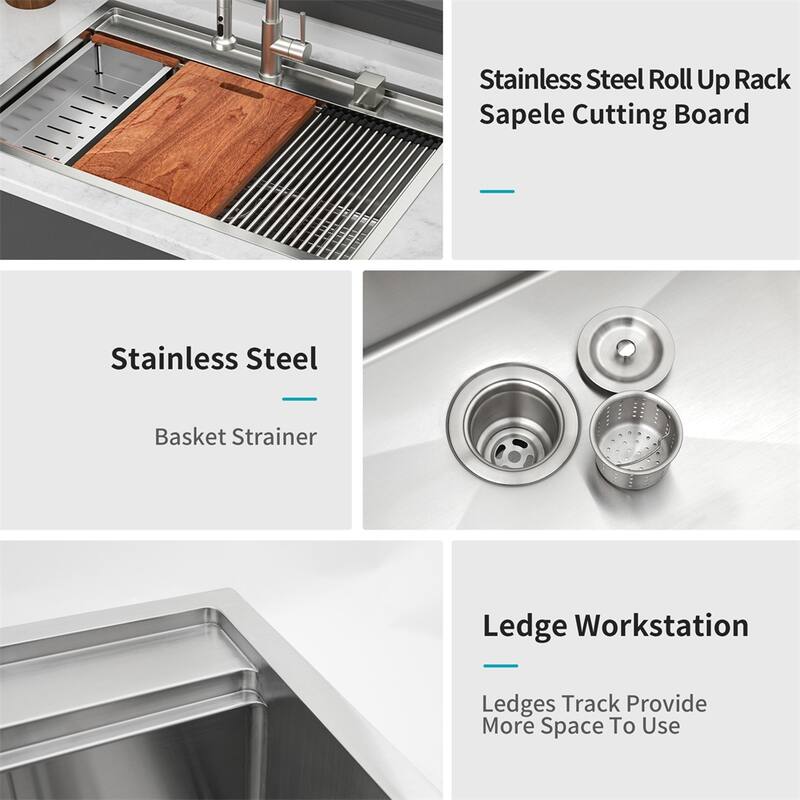 33" Drop in Kitchen Sink,Kitchen Sink Topmount Single Bowl