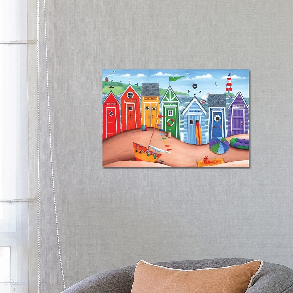 iCanvas "Beach Hut Rainbow Scene" by Peter Adderley Canvas Print
