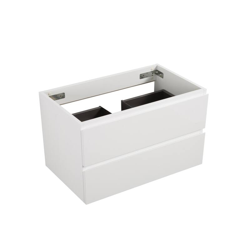 GDFStudio - Alice Wall-Mounted Bathroom Vanity with Modern Double Drawer and Soft-Close Functionality