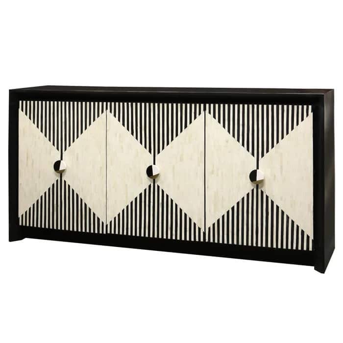 StyleCraft Marais 3-Door Sideboard - Black & White - Black, White