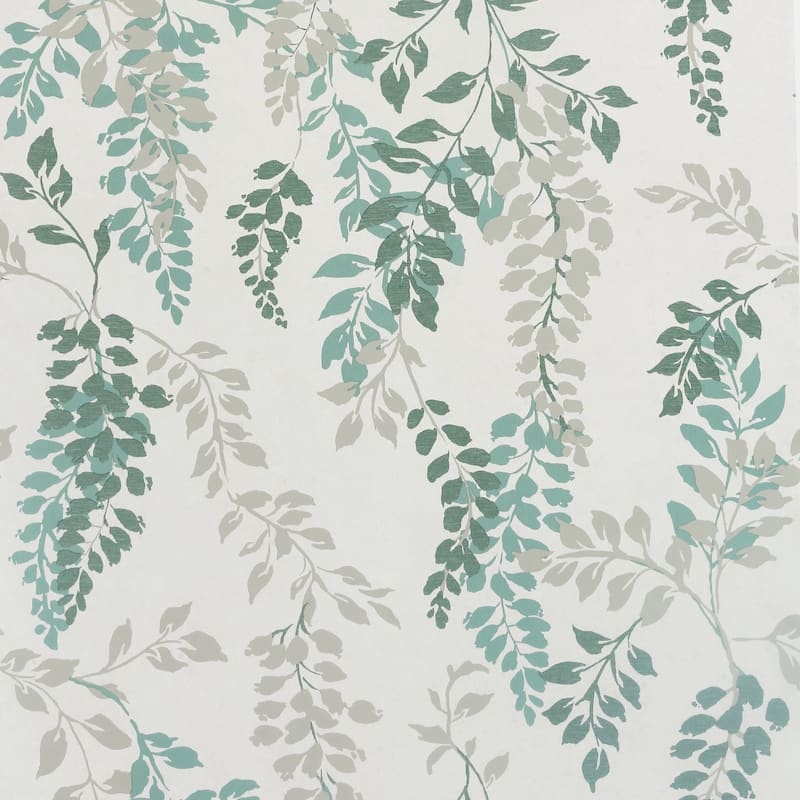 Wisteria Leaf Green Wallpaper - 20.8 in. W x 33ft L - Double Roll