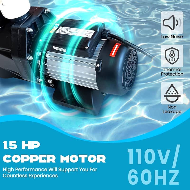 1.5HP Pool Pump, 110V Single Speed ​​Pump with Connectors, Strainer Basket (1.5HP, 110V)