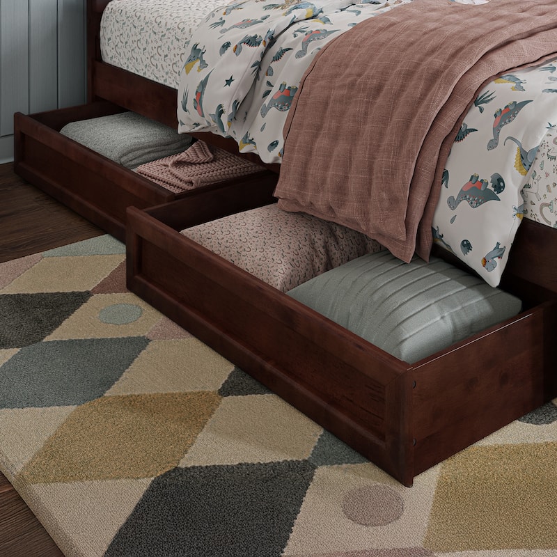 Twin-Full Mid-Century Modern Under Bed Storage Drawers - Walnut