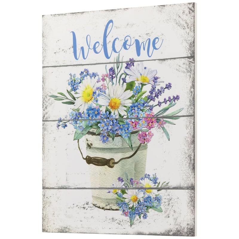 Spring Floral "Welcome" Wall Sign - 16"