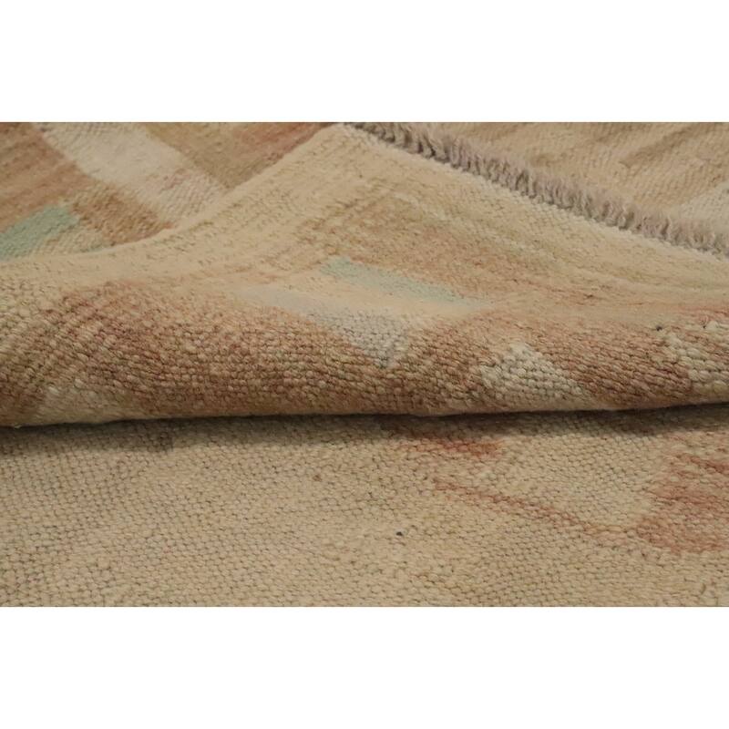 Hand Woven Oriental 100% Wool Carpet Southwestern Tribal Beige & Ivories Kilim Area Rug - 5' 10'' X 4' 2''