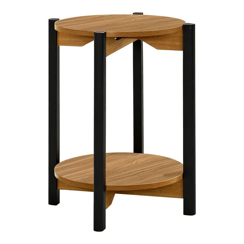 Furniture of America Rovion 2-Piece Round Wood Coffee Table Set with Open Bottom Shelf