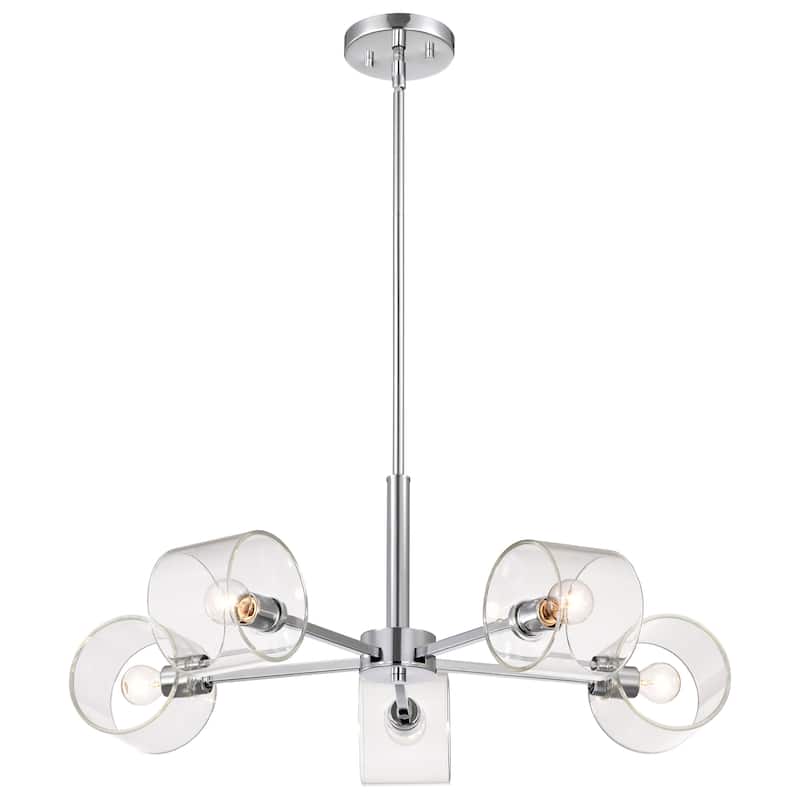 Marlowe 28 Inch 5 Light Chandelier Polished Nickel with Clear Glass - Polished Nickel