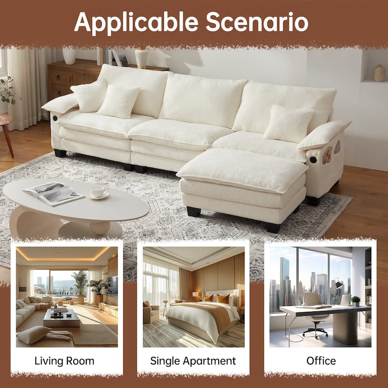 Modular Sectional Sofa Set Convertible Sectional Sleeper Sofa with Chaise for Apartment