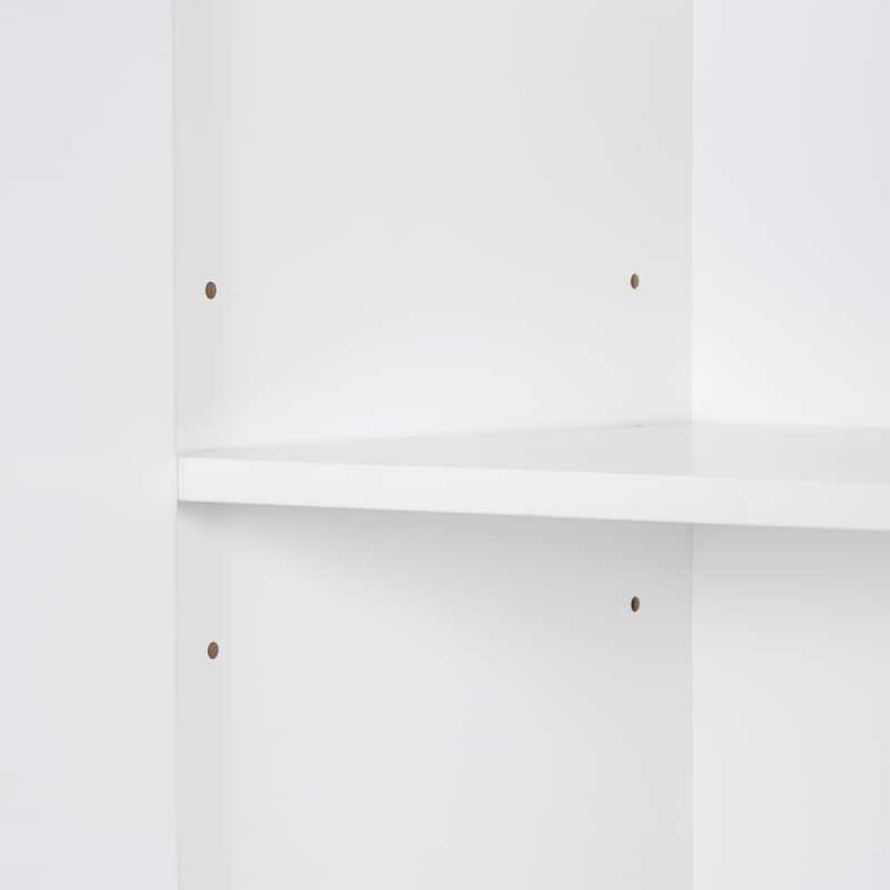 Roomfitters Bathroom Storage Cabinet with Double Laundry Hampers, Doors and Drawer Organizer