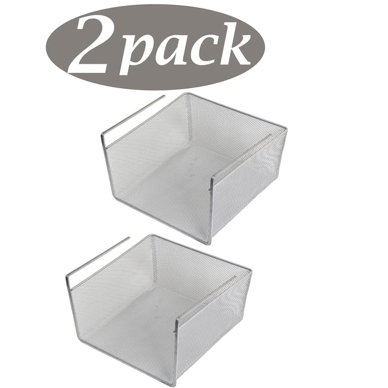 Under Shelf Basket, Mesh Stainless Steel Storage Under Cabinet Hanging Basket, Pack-2 - Large