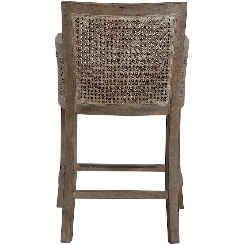 Uttermost Encore 23"W Rustic Beach Cane Counter Stool