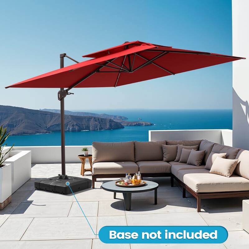 Outdoor 10FT Square Adjustable Offset Cantilever Patio Umbrella