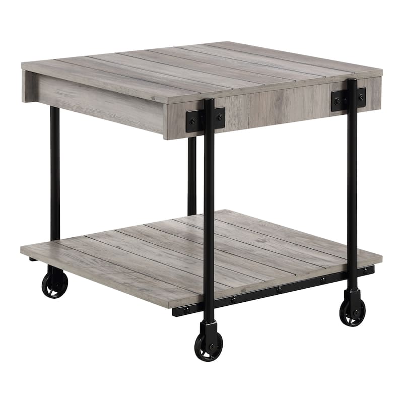 Hyssop Farmhouse Steel 2-Piece Coffee Table Set with Shelf by Furniture of America