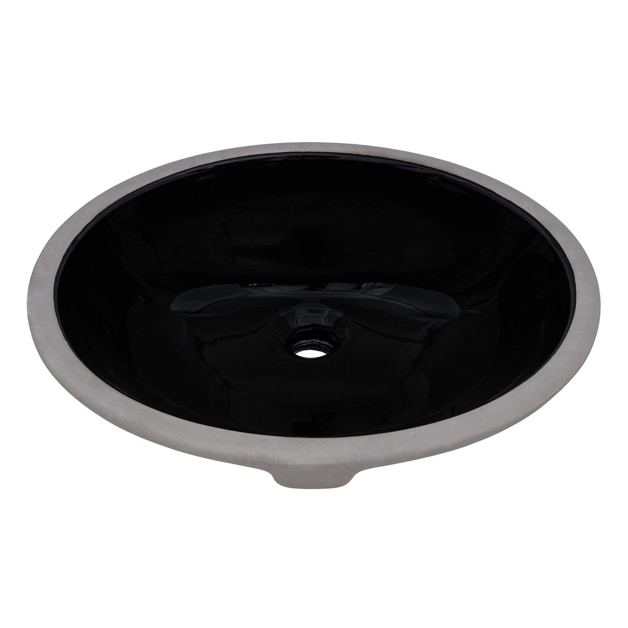 Ruvati 16 x 13 inch Undermount Bathroom Sink Black Oval Porcelain Ceramic with Overflow - RVB0618BK