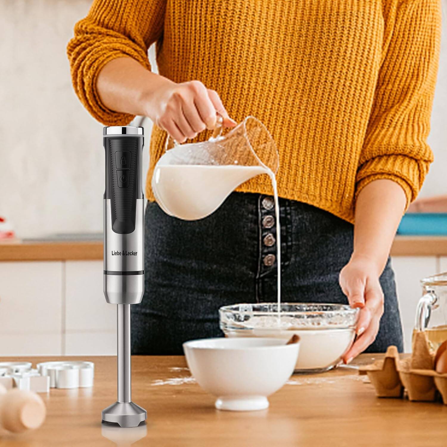 500W Electric Immersion Portable Stick Blender with Whisk,Milk Frother