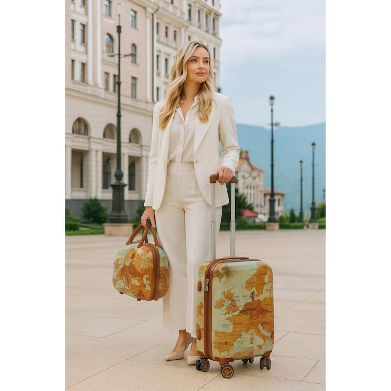 VentureX Airline Approved Luggage Lightweight Hardside Suitcase with Spinner Wheels, Europe, 2-Piece Carry-On Set - Multi-Color