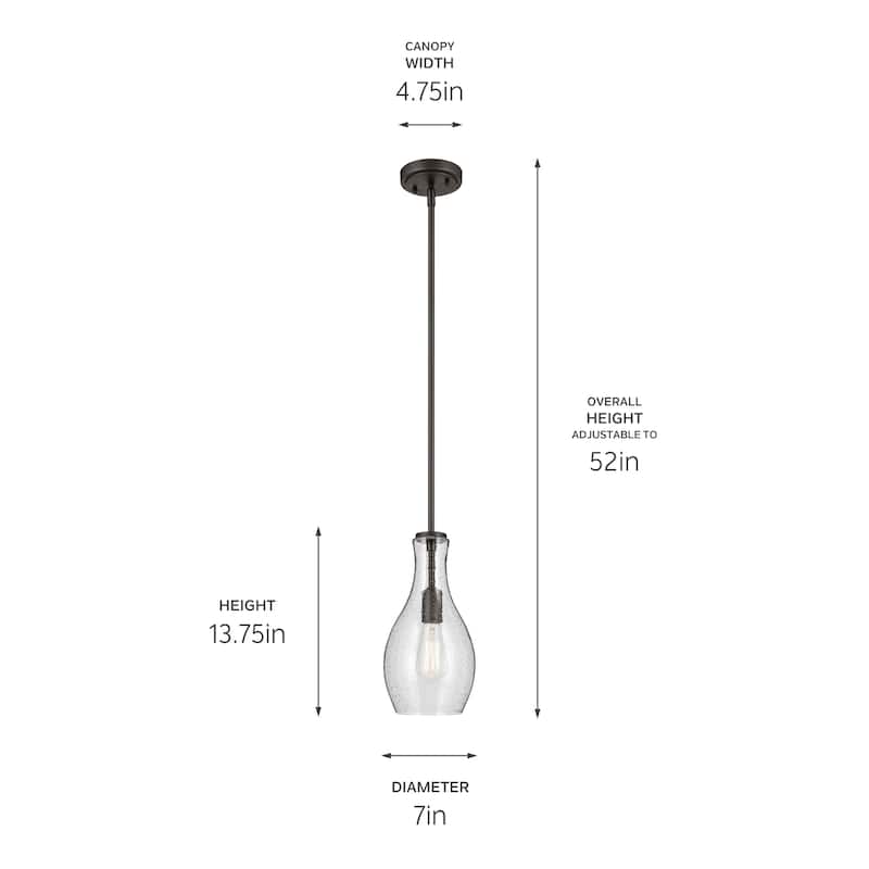 Kichler Lighting Everly 1-Light Bell Pendant Light with Seeded Glass