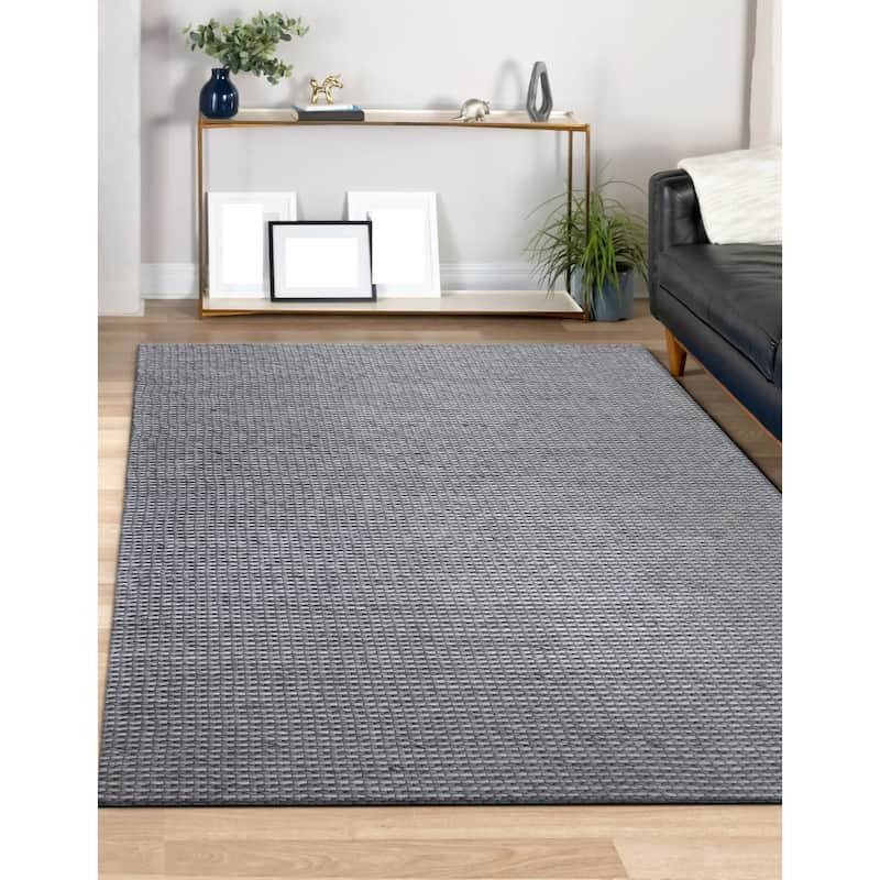 Sevita Gray/Silver Transitional Striped Wool Indoor Area Rug, 5' x 7'9"