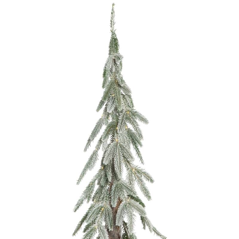 Pre-Lit Alpine Flocked Artificial Christmas Tree - 6' - Clear LED Lights - 6 Foot