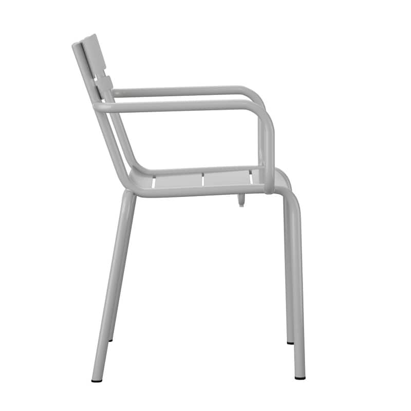 Modern Commercial Grade 2 Slat Indoor/Outdoor Steel Stack Chair