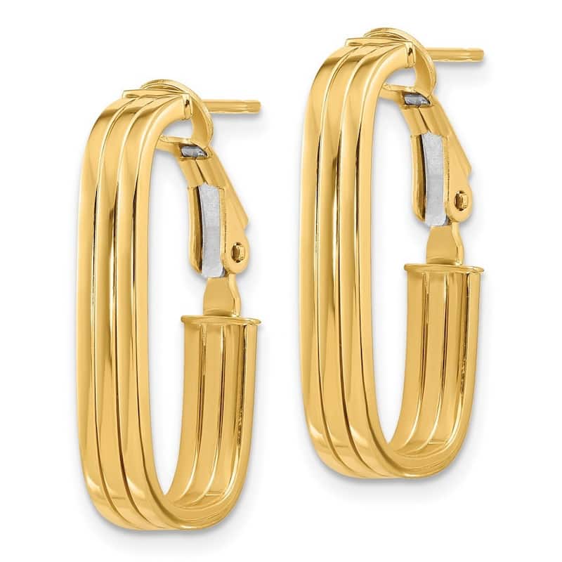Curata 14k Yellow Gold Polished Oval Omega Back Hoop Earrings - 25.25x11.5mm